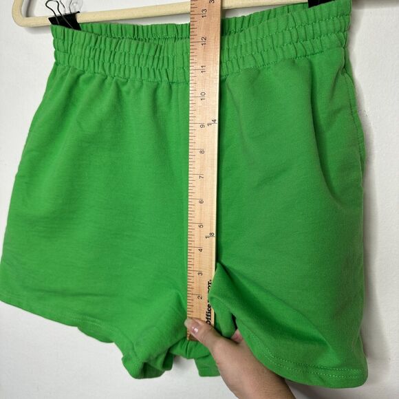 Retro 70’s Green Drawstring Knit Sweat Shorts Pockets Athletic High Waist Medium - Picture 9 of 10